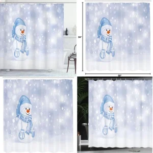 Cozy Snowman Cartoon winter shower curtain