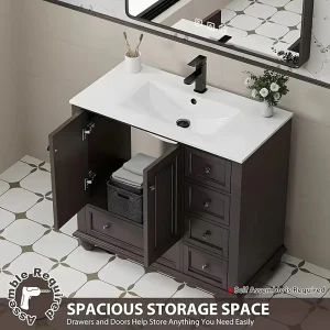 Vanity Storage Wash Cabinet with Ceramic Basin