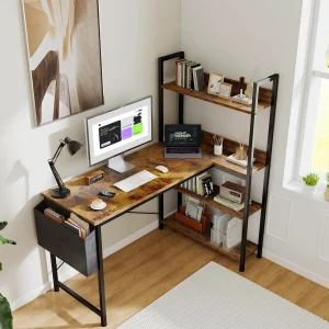 47 Inch L Shaped Desk with Storage Shelf